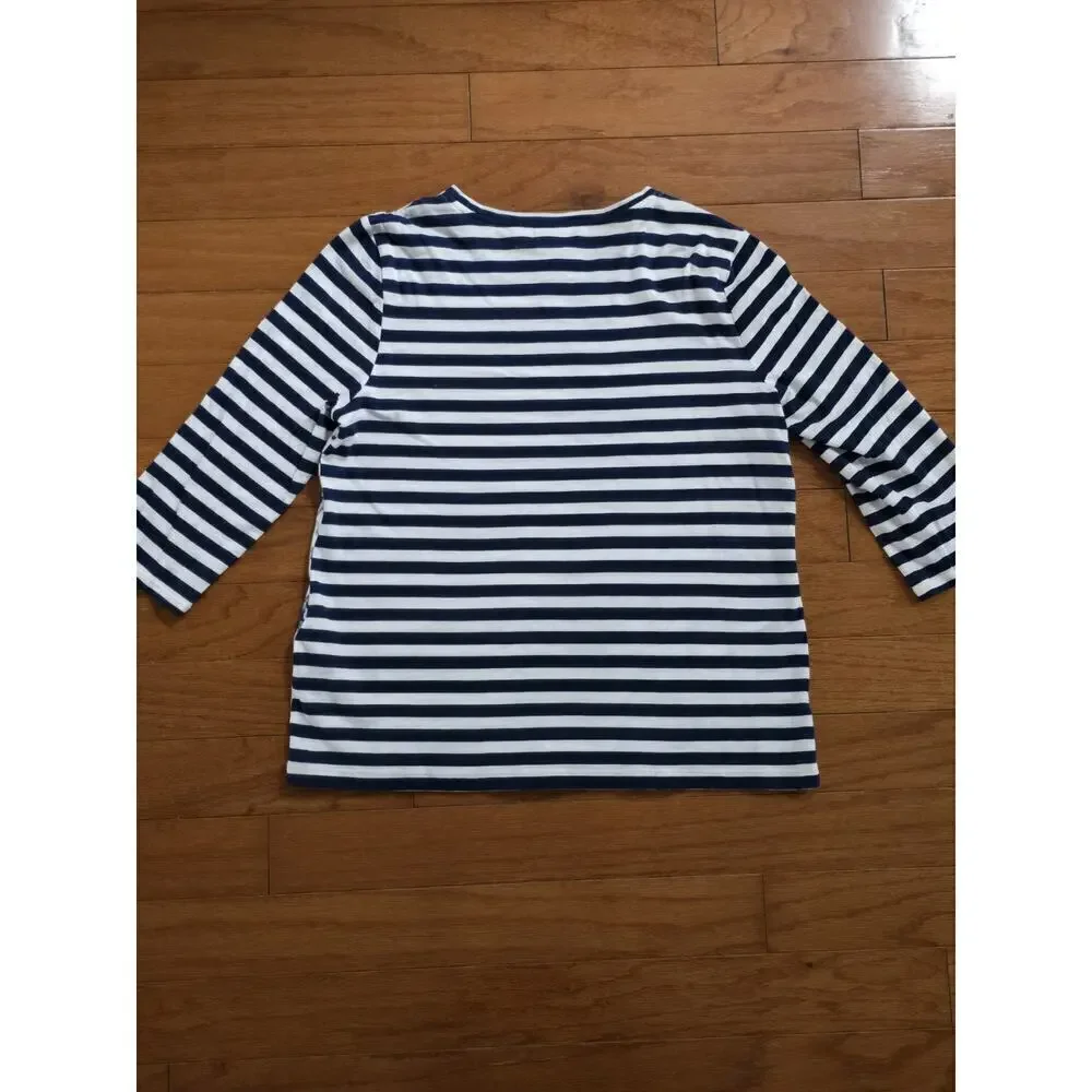 Zenergy By Chicos Striped Floral Print T Blue White 3Q Sleeve New With Tags MP - Picture 6 of 6